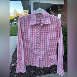 Lilly Pulitzer Ladies Long Sleeves Plaid Button Down Size 2.